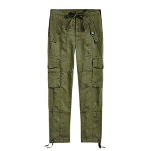 POLO RALPH LAUREN Runway Line Linen Blend Twill Cargo Pant in Army Green Sz 6